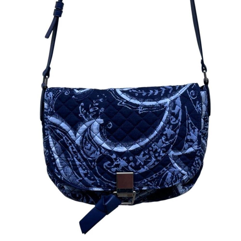 Vera Bradley Indo Carson Mini Crossbody Bag Women's Small Blue Floral Quilted